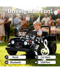 homfan 44.5x24.8x22.4 Licensed Toyota Pickup 12V Kids Battery Powered Ride-On, Remote Control, Music and Led Lights, Outdoor Play