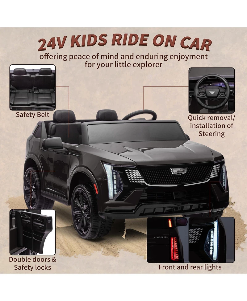 homfan 24V Licensed luxury 2-Seater Ride-On Car, Parent Remote Control, 4-Wheel Suspension, Smooth Start, Led Lights, wireless connection Music