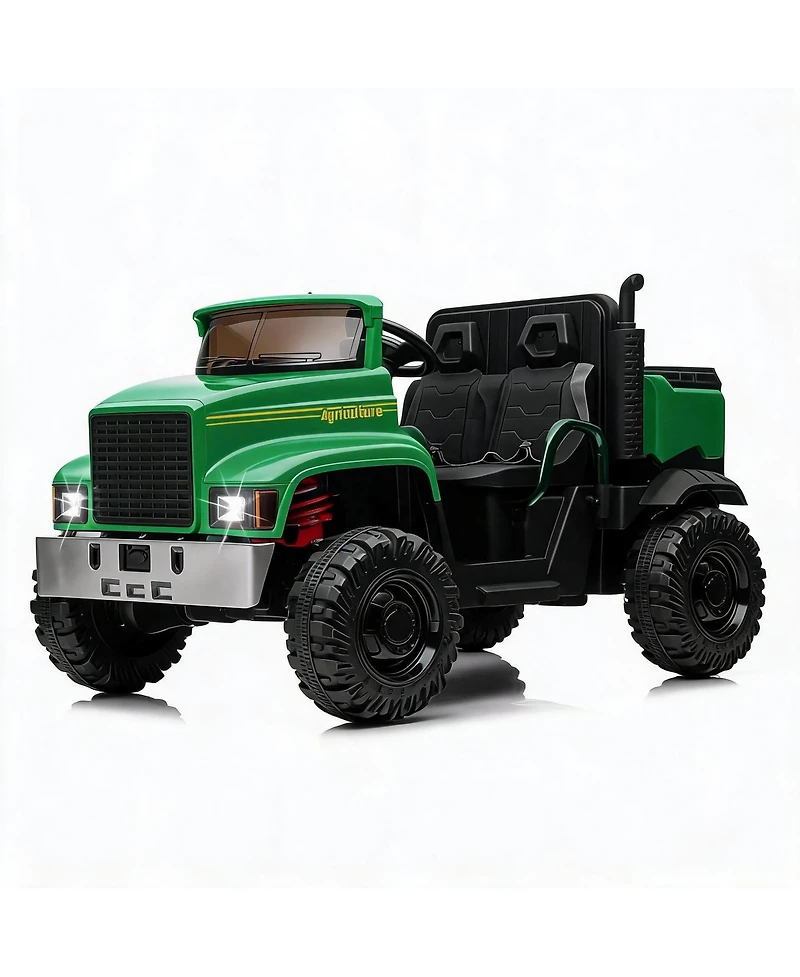 homfan 2 Seater Ride On Tractor Car, Green Kids Electric Vehicle with 24v Battery and Remote Control