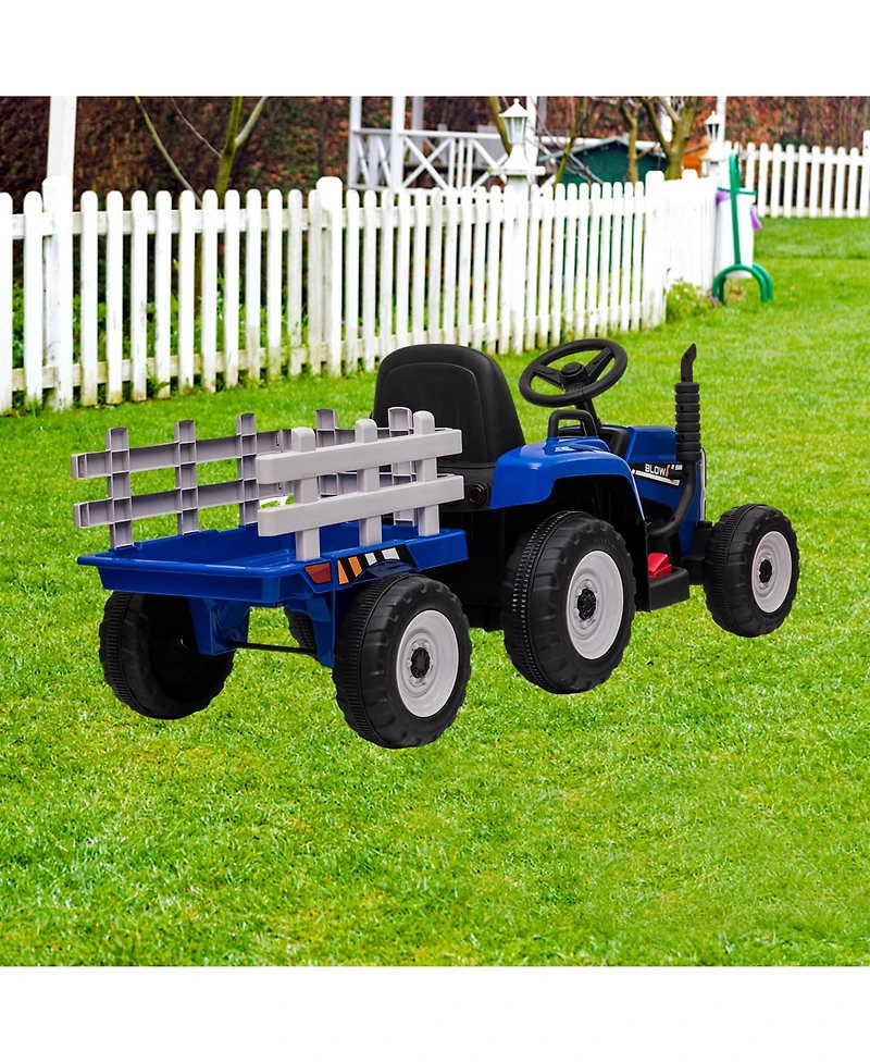 homfan 12V Kids Electric Ride-On Tractor with Trailer