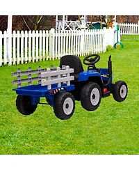 homfan 12V Kids Electric Ride-On Tractor with Trailer