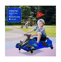 homfan Ride On Drift Kart, 24V Electric Go Kart with 180W Brushless Motors, Up to 7.5 mph Variable Speed Battery Powered Outdoor Ride On Toy for Kids