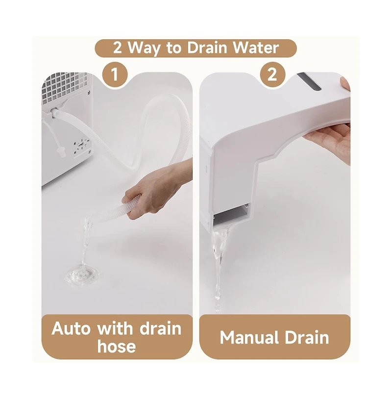 Topteng 25-Pint Dehumidifier with Drain Hose - Covers 2500 sq ft, Auto Shut Off