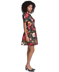 Karl Lagerfeld Paris Women's Print Damask Jaquard Fit And Flare Midi Dress