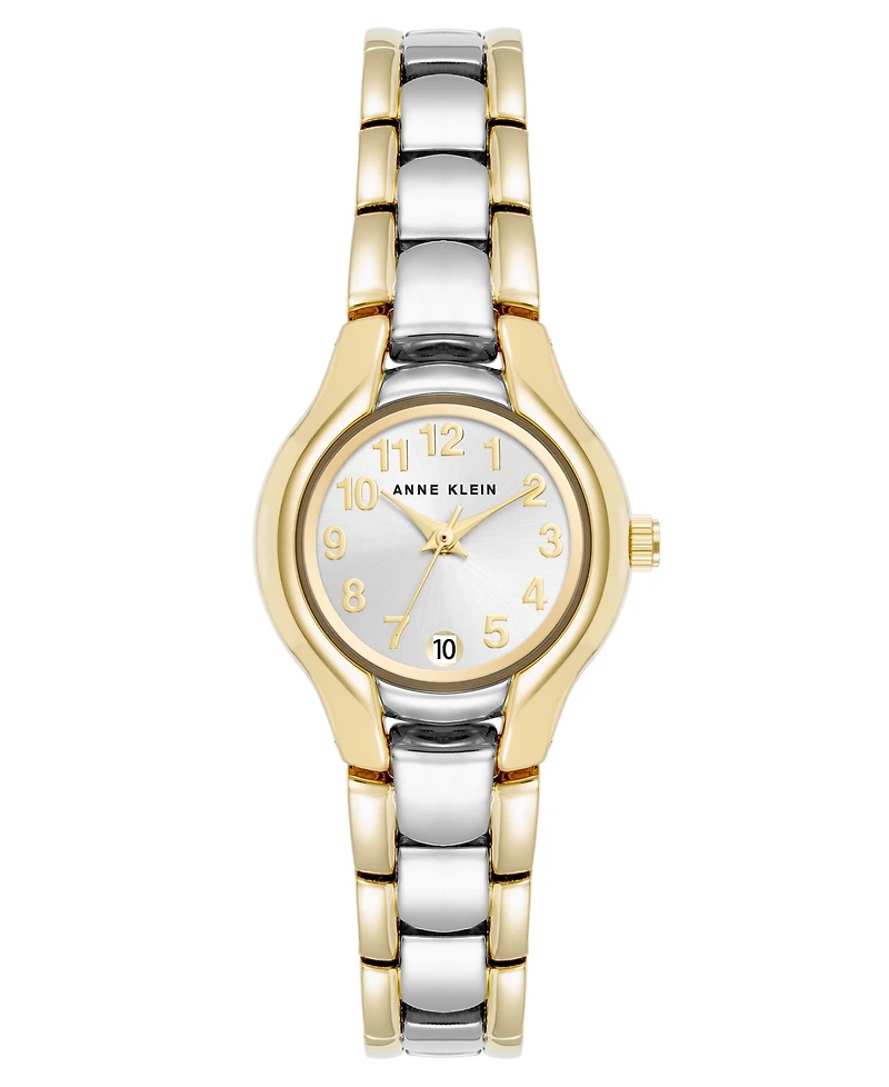 Anne Klein Women's Quartz Round Silver Dial Two-Tone Alloy Metal Bracelet Watch 24mm x 29mm