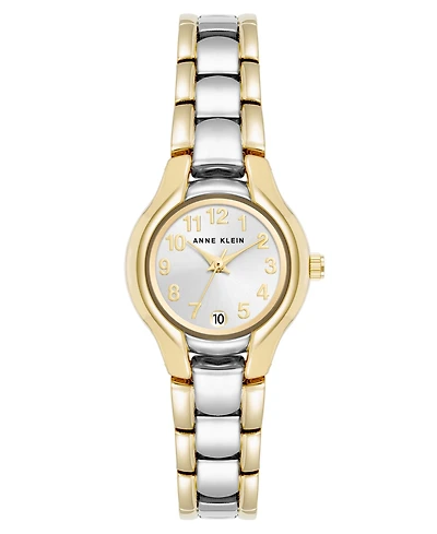 Anne Klein Women's Quartz Round Silver Dial Two-Tone Alloy Metal Bracelet Watch 24mm x 29mm