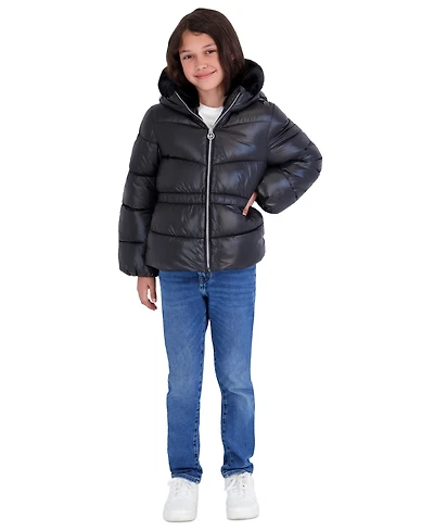 Michael Kors Girls' 5-16 Peplum Heavy Weight Long-Sleeve Puffer Jacket