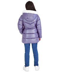 Michael Kors Girls' 5-16 Pearlized Stadium Length Long-Sleeve Jacket