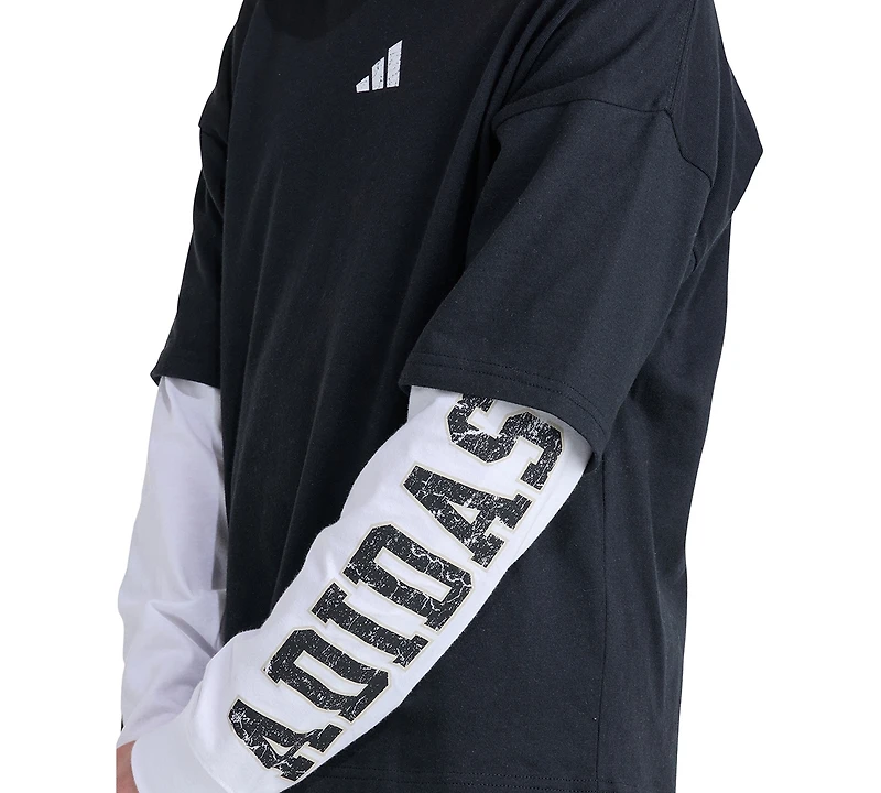 adidas Boys' 8-20 Long-Sleeve Loose Fit Layered T-Shirt