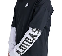 adidas Boys' 8-20 Long-Sleeve Loose Fit Layered T-Shirt