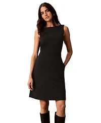 Calvin Klein Women's Sleeveless Boat Neck Flared Mini Dress