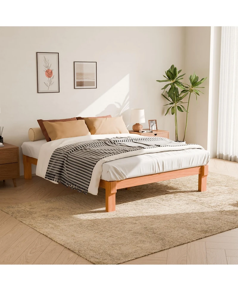 Flexispot Kana Japanese Joinery Solid Wood Platform Bed Frame with Slat Support
