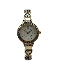 Olivia Pratt Elegant Heart Detailed Band Bangle Women Watch, Gold
