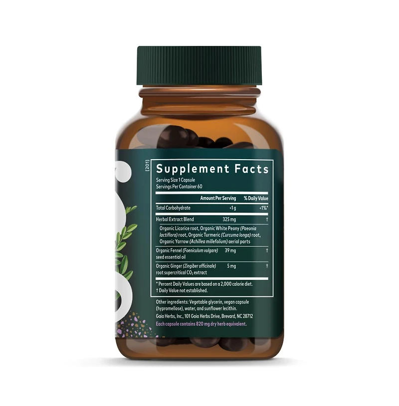 Gaia Herbs Cramp Relief- Herbal Supplement for Hormone Balance and Period Cramp Relief- Made with Licorice Root- 60 Capsules (60 Servings)