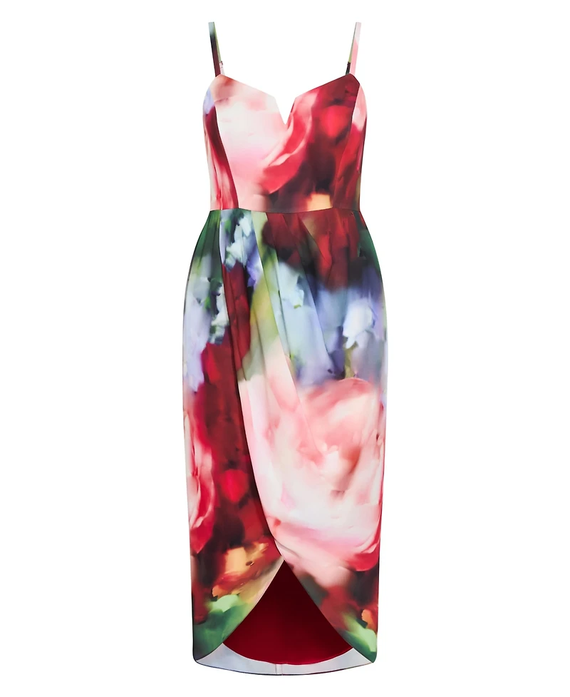 City Chic Women's Sassy Floral Print Tulip Midi Dress