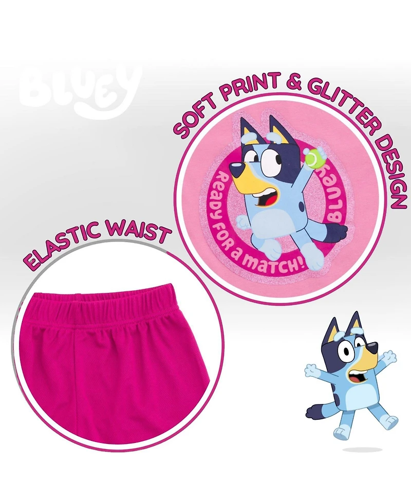 Bluey Toddler Girls' (2T - 4T) Athletic 2-Piece T-Shirt and Shorts Set