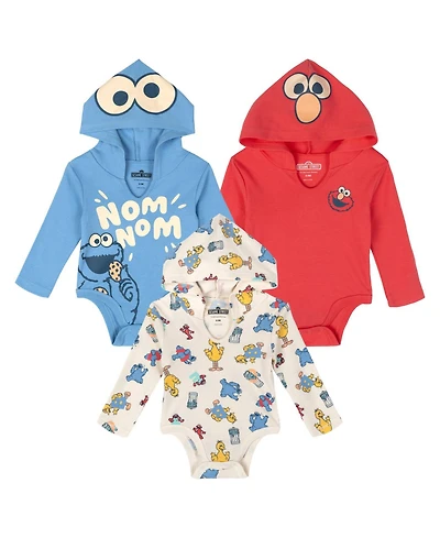 Sesame Street Baby Boys' ( new born to 24 M ) Cosplay 3-Pack Hooded Bodysuits
