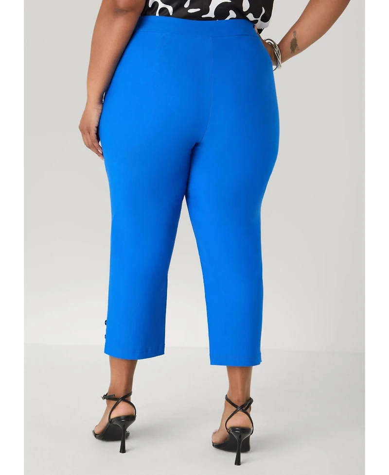 Ashley Stewart Women's Plus Sizes Millennium Button Accented Capris