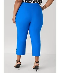 Ashley Stewart Women's Plus Sizes Millennium Button Accented Capris