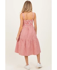 Pinkblush Women's Red Striped Tiered Overall Dress