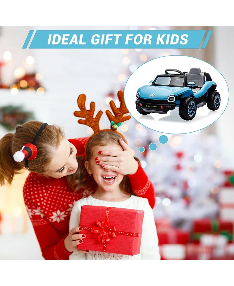 homfan Licensed 12V Volkswagen Beetle Ride On Car, Remote Control, Led Lights, Music, Usb, Horn, 1 Seater, 4-Wheeler, 66lbs Capacity
