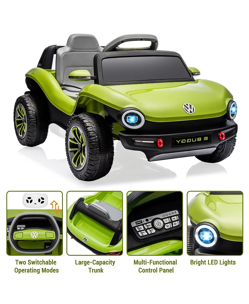 homfan Licensed 12V Volkswagen Beetle Ride On Car, Remote Control, Led Lights, Music, Usb, Horn, 1 Seater, 4-Wheeler, 66lbs Capacity