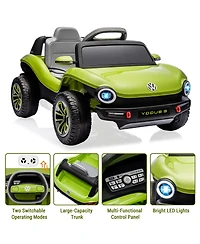 homfan Licensed 12V Volkswagen Beetle Ride On Car, Remote Control, Led Lights, Music, Usb, Horn, 1 Seater, 4-Wheeler, 66lbs Capacity
