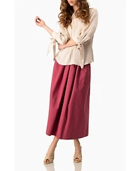 Ivonne Women's Floral Jacquard Tie-Cuff Blouse with Three-Quarter Sleeve