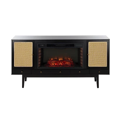 Augusta Home Simms Midcentury Fireplace with Media Storage
