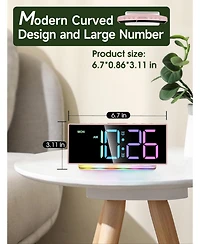 Neewer Modern Curved Cute Digital Alarm Clock,Colorful Led Display,Adjustable Volume,Weekday/Weekend Mode,Simple Clock for Bedroom