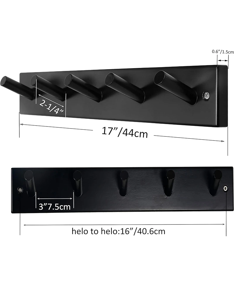 Yigii Bamboo 5-Peg Wall Rack for Coats, Hats, Towels