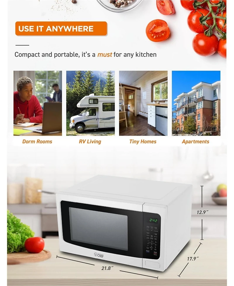 1.6 Cu. Ft. Counter Top Microwave,White