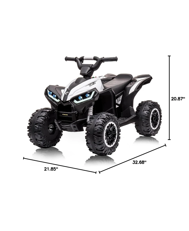 homfan Kids Atv, 12V Ride On Toy Battery Powered 4 Wheeler Quad Car, Electric Atv with Remote Control, Music, Horn, Monitor Display