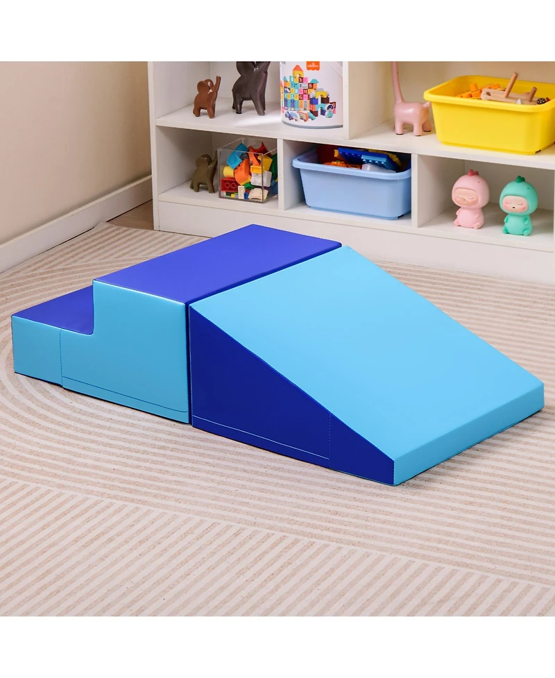 Slickblue Kids 2-Piece Foam Play Set Slide and Step Climbing Blocks