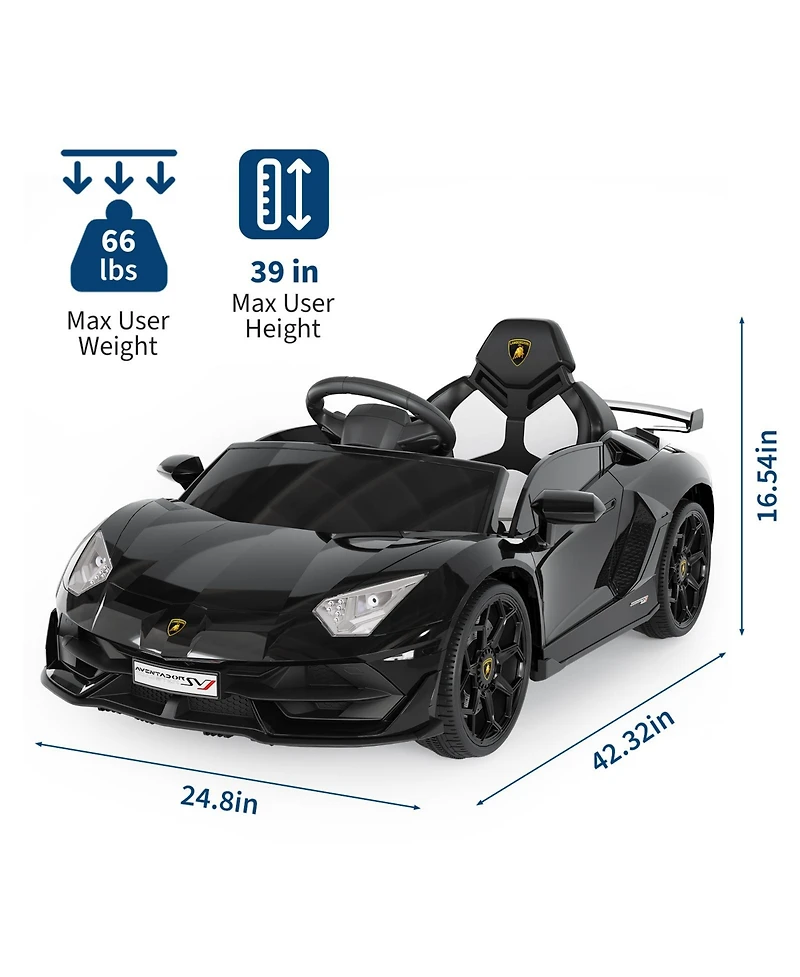 homfan Licensed Lamborghini Electric Ride-On Car for Kids – Battery Powered Sports Toy with Remote Control, 2 Speeds, Led Headlights