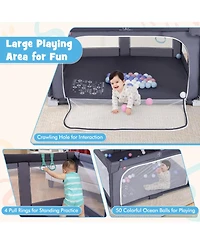 Slickblue Foldable Toddler Playpen with Safety Barrier for Indoor Play