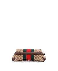 Pre-Owned Gucci Medium Horsebit Nm Web Chain Clutch Gg Canvas
