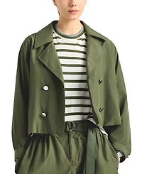 Derek Lam 10 Crosby Women's Renata Poplin Button Front Cropped Trench Jacket