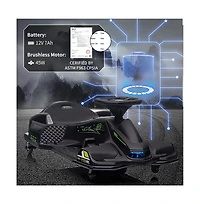 homfan Electric Drift Variable-Speed Go-Kart, 110 lbs Capacity, Ages 8+