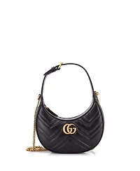 Pre-Owned Gucci Mini Gg Marmont Half Moon Hobo Matelasse Leather