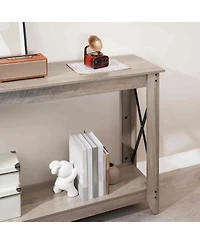 Slickblue Farmhouse Entryway Console Table 47.2" with Power Outlets and Usb Charging
