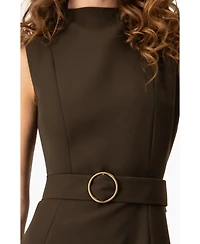 Ivonne Women's Sleeveless Belted A-Line Maxi Dress with Ring Buckle