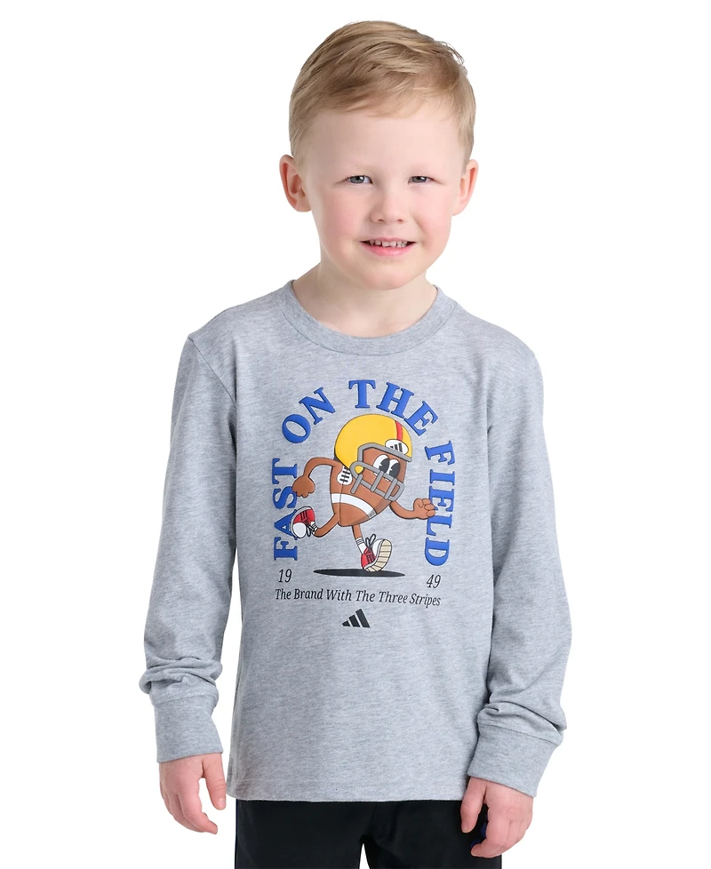 adidas Boys' 2T-7 Long-Sleeve Sport Graphic Heather T-Shirt