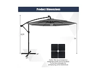 Clihome 10 Feet Solar Offset Hanging Umbrella with 40 Lamp Beads and Panel