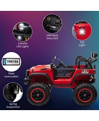 homfan 24v 2 Seater Electric Ride On Truck, 4 Wheel Battery Powered Car Toy with Remote Control for Boys and Girls Ages 3 to 8