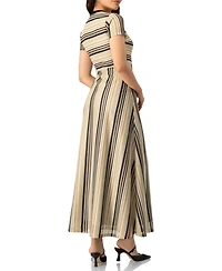 Ivonne Women's Chevron Stripe Crochet Knit Maxi Dress