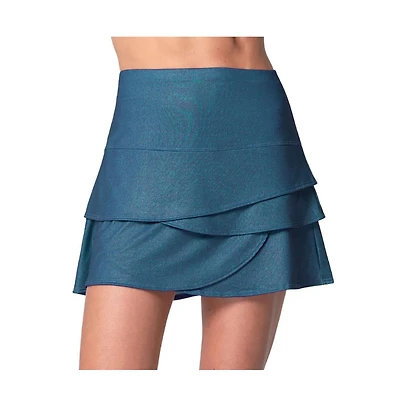 Lucky Love Women's All That Shimmers Scallop Heather Gray Tennis Skirt