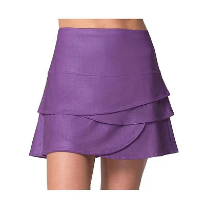 Lucky Love Women's All That Shimmers Scallop Heather Gray Tennis Skirt