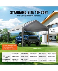Vevor Carport Replacement Canopy Car Shelter Tent 10x20ft Not Include Frame