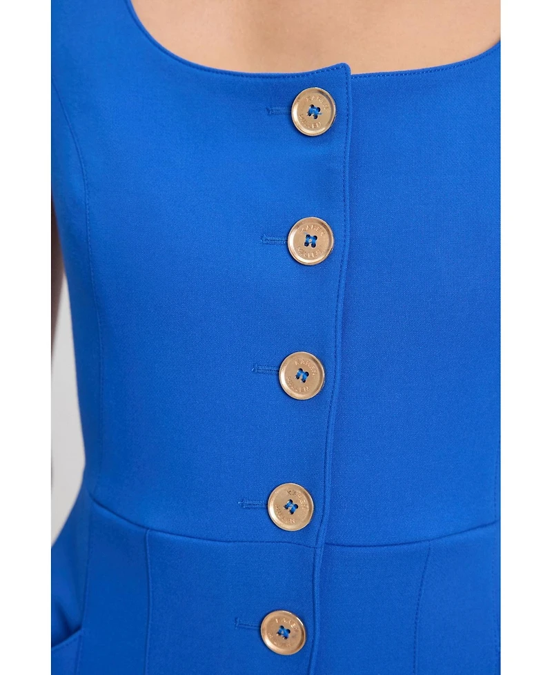Karen Millen Women's Square Neck Button-Front Midi Dress